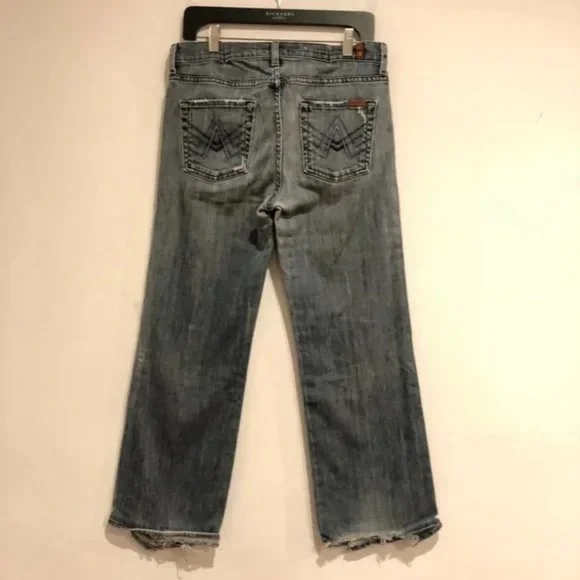7 For All Mankind Jeans Blue Crop Dojo Size 28 #181 - Picture 5 of 7